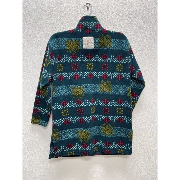 Victoria Secret Country Womens Small Green Fleece Sweatshirt 1/4 Zip 90s Vintage - Picture 3 of 7